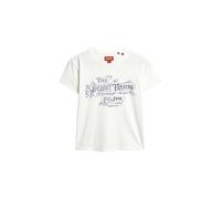 Superdry Damen Figurbetontes Workwear T-Shirt mit Folien-Print Ecru 34