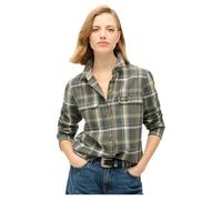 Superdry Damen Flanellhemd mit Holzfällerkaros Kaki/Grau Kariert 38