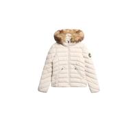 Superdry Damen Fuji Steppjacke mit Kapuze aus Kunstfell Regentag Grau 38