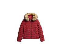 Superdry Damen Fuji Steppjacke mit Kapuze aus Kunstfell Stanton Rot 40