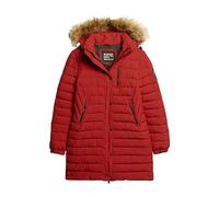 Superdry Damen Fuji Steppmantel in mittlerer Länge mit Kapuze College Rot 36