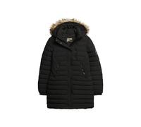 Superdry - Lange Daunenjacke - Fuji Hooded Mid Length Puffer Black für Damen - Größe XS - schwarz schwarz XS