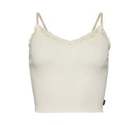 Superdry Damen Geripptes Trägertop mit Spitzenbesatz Hafer Meliert XS/S