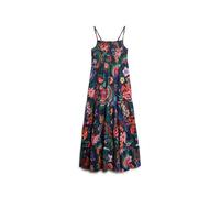 Superdry Smocked Cami ärmelloses Langes Kleid S Vera Floral Navy