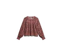 Superdry Damen Gesmoktes Oberteil aus Webstoff mit Print Französischer Geblümter Pfirsich 34