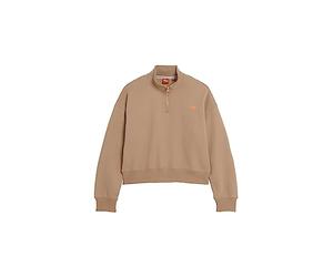 Superdry Damen Henley Oberteil mit Vintage Logo und Stickerei Pyramiden Sandbraun 38