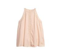 Superdry Damen Hochgeschlossenes, ärmelloses Spitzenoberteil Blassrosa 38