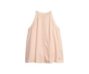 Superdry Damen Hochgeschlossenes, ärmelloses Spitzenoberteil Blassrosa 42