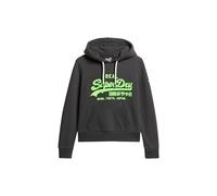 Superdry Damen Hoodie mit gestickter Vintage-Logografik in Neonfarben Tafelschwarz 42