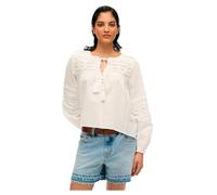 Superdry Langarm-Spitzenbluse Ibiza Lace Damen Off-White Größe 38 / S