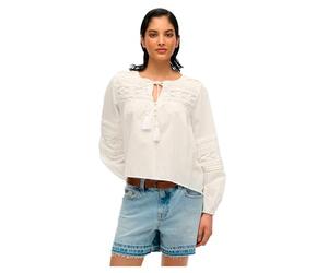 Superdry Damen Ibiza Spitzenbluse Wollweiß 44