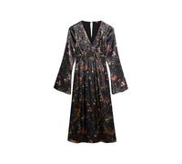 Superdry Damen Jacquard-Midikleid mit ausgestellten Ärmeln Alpiner Schwarzer See 44