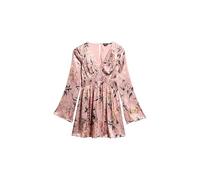 Superdry Damen Jacquard-Minikleid mit ausgestellten Ärmeln Blassrosa Floral Japanese Shadow 34