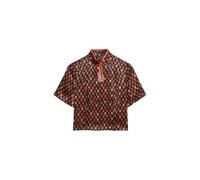 Superdry Damen Jacquard-Oberteil mit Mandarinkragen Blumen Blockprint Schwarz 40