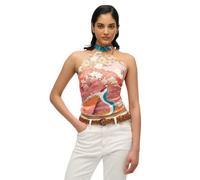 Superdry Damen Jacquard-Oberteil mit Nackenträger Kam Korallrot 38