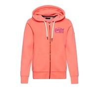 Superdry Damen Kapuzenjacke in Neonfarben mit Vintage Logo Hyper Feuer Korallrot 34