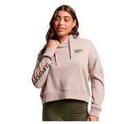 Superdry Damen Kastiges Sportswear Hoodie mit Logo Warm Grau 42