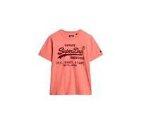 Superdry Damen Klassisches, lockeres Vintage T-Shirt mit Logoprint Verbrannt Koralle 36