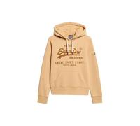 Superdry Damen Klassisches Samt-Hoodie mit Grafikprint Draft Beige Braun 34