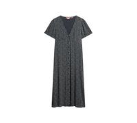 Superdry Damen Kurzärmeliges, bedrucktes Midikleid mit Knopfleiste Ditsy Geblümt Marineblau 44