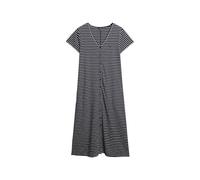 Superdry Damen Kurzärmeliges Midikleid aus Jersey mit Knopfleiste Marineblau Optik Gestreift 44