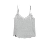 Superdry Damen Kurzes Athletic Essentials Trägertop mit Spitzenbesatz Grau Meliert 34-36