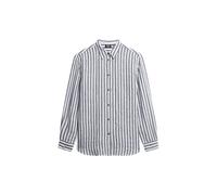 Superdry Damen Lässiges Hemd aus Leinen im Boyfriend-Stil Blauer Breiter Streifen 40