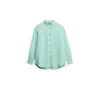 Superdry Damen Lässiges Hemd aus Leinen im Boyfriend-Stil Meeresschaum Grün 42