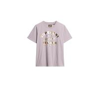 Superdry Damen Lässiges Luxe T-Shirt mit Metallic-Logo Brassica Flieder 36