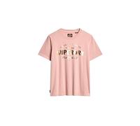 Superdry Damen Lässiges Luxe T-Shirt mit Metallic-Logo Hellrosa 40