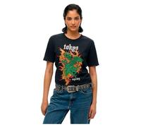 Superdry Damen Lässiges Neo Trad T-Shirt mit Tattoo-Print Tiefschwarz Strukturiert 42