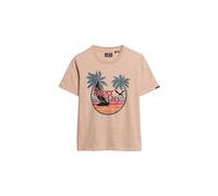 Superdry Damen Lässiges Outdoor T-Shirt mit Streifen Orange Aprikose Weiß Meliert 38