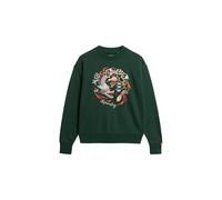 Superdry Suika Embroidered Loose Sweatshirt XS Enamel Green