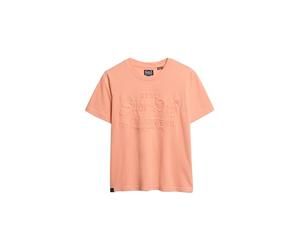 Superdry Damen Lässiges T-Shirt mit Prägung Blasses Papaya Pink 38