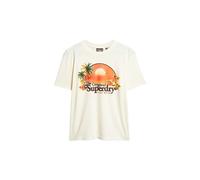 Superdry Damen Lässiges Travel Souvenir T-Shirt Ecru Meliert 40
