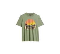 Superdry Damen Lässiges Travel Souvenir T-Shirt Thymiangrün Meliert 38