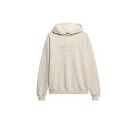 Kapuzensweatshirt SUPERDRY "VENUE METALLIC RELAXED HOOD", Damen, Gr. M, beige (pumice stone beige), Sweatware, Obermaterial: 100% Baumwolle, bedruckt, casual, Rundhals, Langarm Rippbündchen, Sweatshir