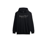 Kapuzensweatshirt SUPERDRY "VENUE METALLIC RELAXED HOOD", Damen, Gr. S, schwarz, Sweatware, Obermaterial: 100% Baumwolle, bedruckt, casual, Rundhals, Langarm Rippbündchen, Sweatshirts (89575862-S) sch