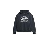 Superdry Damen Lässiges Vintage Hoodie mit Metallic-Logo Mid Verstärker Schwarz 38