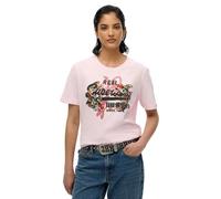 Kurzarmshirt SUPERDRY "VL TOKYO RELAXED TEE", Damen, Gr. S, rose pink slub, Single Jersey, Obermaterial: 100% Baumwolle, bedruckt, casual, relaxed fit, Rundhals, Kurzarm, Shirts (49672411-S) rose pink