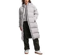 Superdry Damen Lang Geschnittener Steppmantel mit Kapuze Mattgrau 40