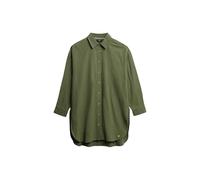 Superdry Ibiza Longline Beach Langarmhemd S Beetle Green