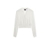 Superdry Damen Langärmelige, gesmokte Bluse mit Spitzenbesatz Ecru 38