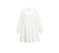 Superdry Damen Langärmeliges, gestuftes Ibiza Minikleid Wollweiß 42