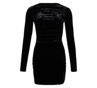 Superdry Damen Langärmeliges Minikleid aus Samt Schwarz 40