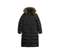 Superdry Damen Langer Everest Kunstfellmantel Schwarz 44