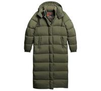 Superdry Damen Langer Ripstop Steppmantel Fußball Dunkel Moos Raster 40