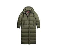 Superdry Damen Langer Ripstop Steppmantel Fußball Dunkel Moos Raster 44