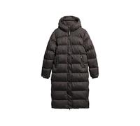 Superdry Damen Steppmantel aus Mikrofaser – lang – Schwarz Größe 42