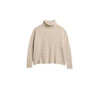Superdry Damen Leichter Rollkragenpullover mit Zopfmuster Beige Twist 42